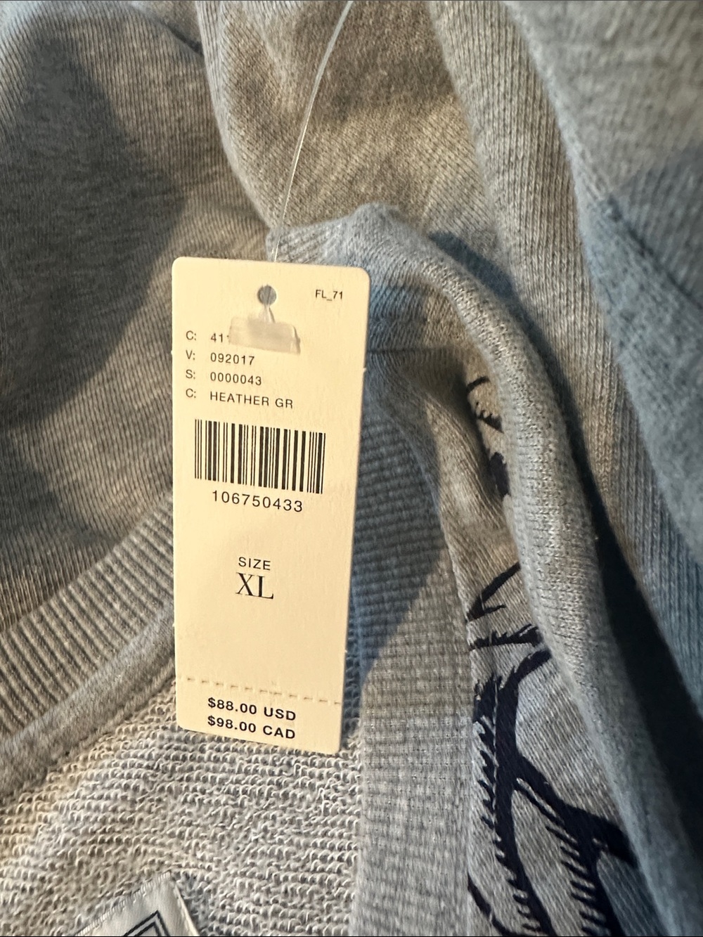 New with Tag! Anthropologie Maeve Gray Nautical Puff Sleeve Sweatshirt sz XL - Picture 10 of 10